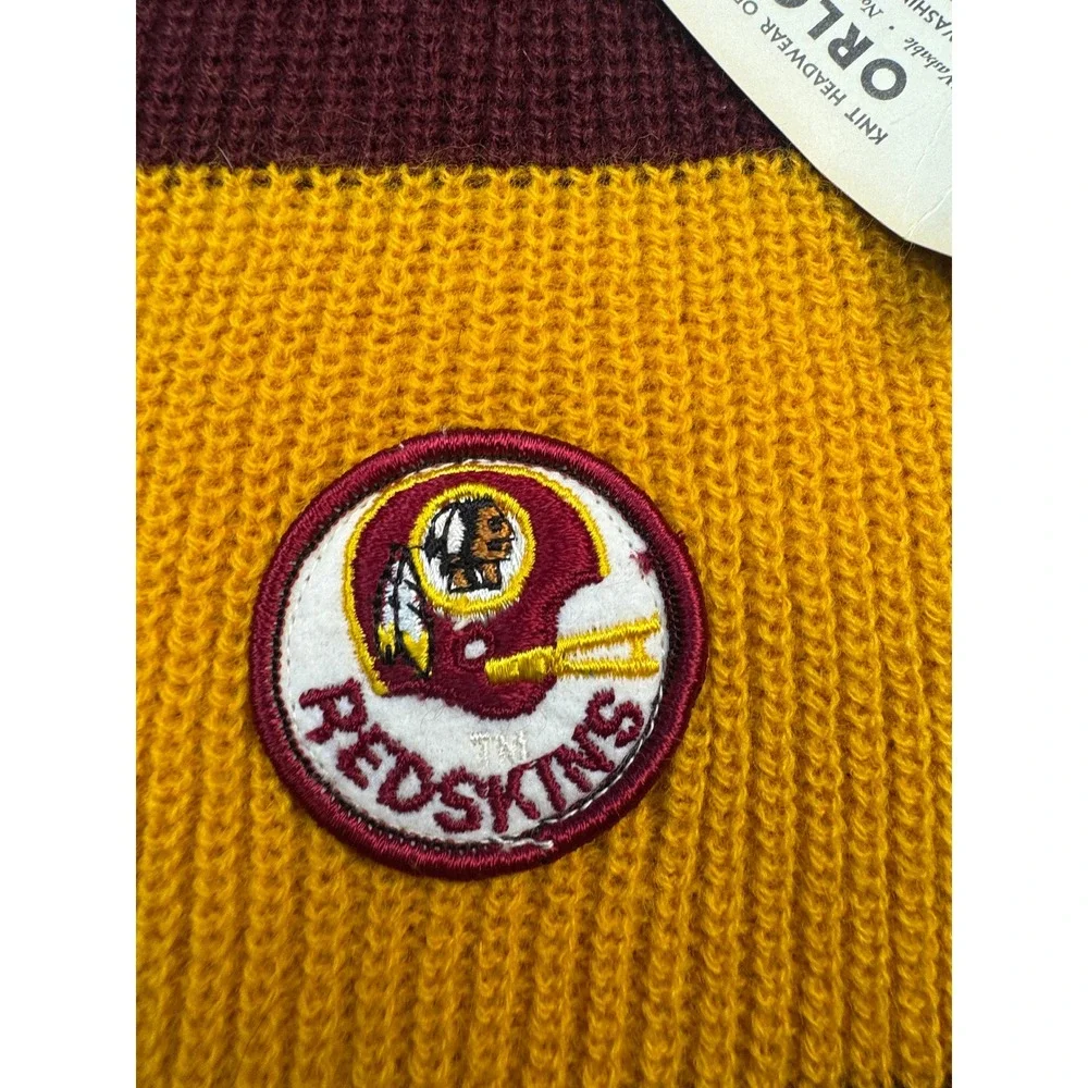 Vintage Washington Redskins Scarf NFL Striped Knit Burgundy‎ Gold Orlon USA NWT